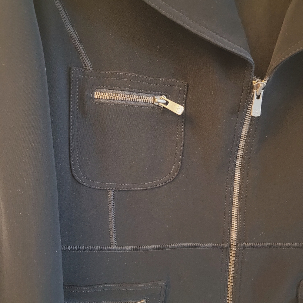 Armani Collezioni Black Zip-Front Notch Collar Blazer - Picture 3 of 8